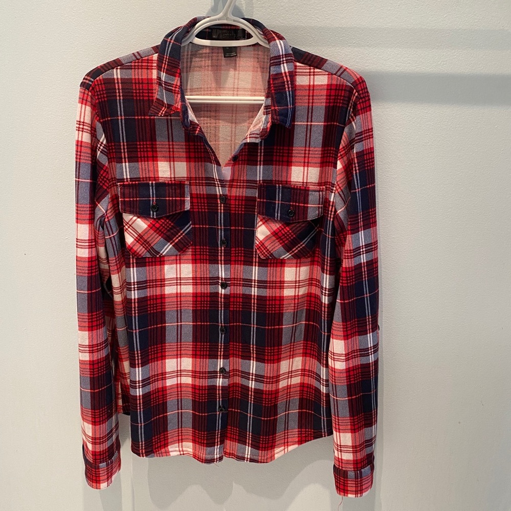‼️🚫SOLD🚫‼️ Streetwear Society • Long sleeve plaid button down - Picture 1 of 6